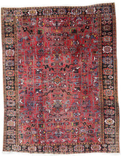 Load image into Gallery viewer, Antique Herriz Serrapi Rug Geometric 9x11 Handmade Red Rug  265cmx336cm C. 1940
