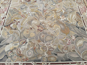 9x9 Vintage French Aubusson Tapestry Rug Art Nouveau Bold  Square 256cm x 285cm