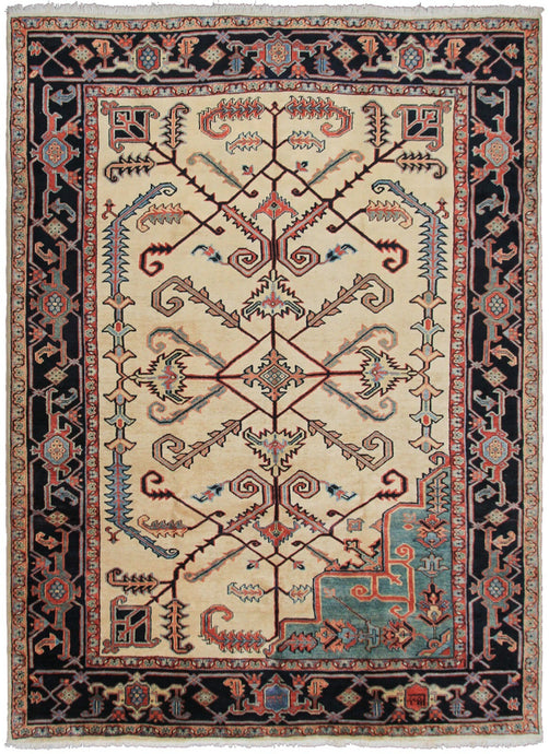 8x12 Sampler Rare Vintage Herriz Serrapi Rug Ivory  Handmade Oriental Rug 