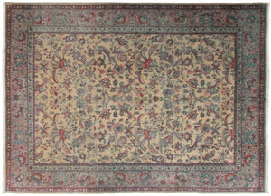  9x12 Antique Turkish Oushak Rug Sivas Overall Beige Gold 269cmx358cm c.1920  