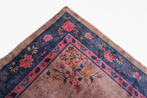 9x12 Antique Art Deco Rug Walter Nichols Rug Chinese Beige Purple Mandarin 