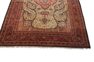 10x13 Vintage Farahann Rug Geometric Art Nouveau Rug Handmade Gold 305x392cm