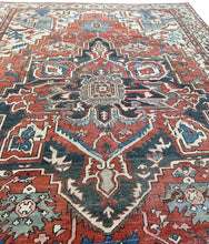 Load image into Gallery viewer, 10x13 Antique Rare Serrapi Rug Geometric Handmade Rug Rust 288cmx392cm c. 1880

