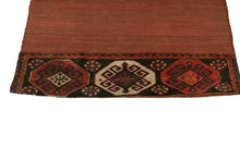 Load image into Gallery viewer, Antique Handmade Saddlebag Rug Hand woven Carpet Red 3&#39;4&quot; x 4&#39;9&quot; C.1940
