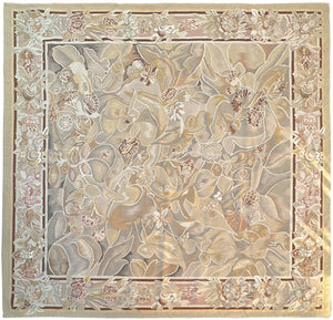 9x9 Vintage French Aubusson Tapestry Rug Art Nouveau Bold  Square 256cm x 285cm