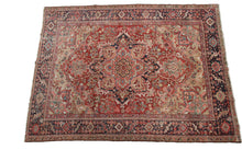 Load image into Gallery viewer, 8x11 Handmade Antique Herizz Serappi Rug  8&#39;x11&#39; Handmade Area Tribal Red 1900 
