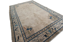 Load image into Gallery viewer, 6&#39;x9&#39; Antique Peking Chinese Art Deco Rug Rare Peacock Design Beige Circa 1900
