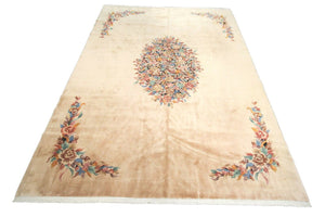 Rare Antique Art Deco Rug Art Nouveau rug Ivory 9x12 Chinese 267cmx351cm  c.1940