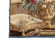 Load image into Gallery viewer, 4x5 Antique French Tapestry Wool &amp; Silk Masquerade Vase Flowers  1920 122x142cm
