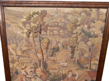 Load image into Gallery viewer, 3x4 1920 Antique French Tapestry Wool &amp; Silk Village Framed Handmade 102cmx122cm
