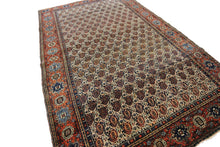 Load image into Gallery viewer, 4x6 Rare Antique Fereggann Fine Rug Geometric Navy Blue 130cmx188cm C.1880 
