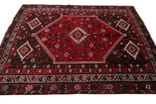Load image into Gallery viewer, 7x10 Rare Vintage Shirazz Rug Tribal Abadeh Geometric Red Area Rug 204cm x 300cm
