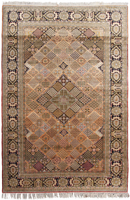 5x8 Rare Fine Silk Authentic Oriental Handmade Rug Garden Snowflake 137x244cm