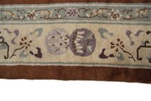 Load image into Gallery viewer, 9x12 Antique Peking Chinese Art Deco Brown Rug Fish Handmade Ninghshia  C.1890
