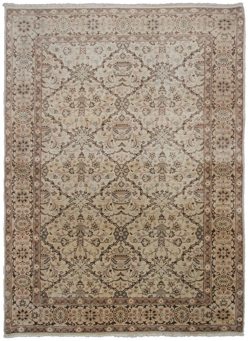 4'x6' Rare Traditional Oriental Rug Vase Handmade Area Rug Fine Rug Ivory 