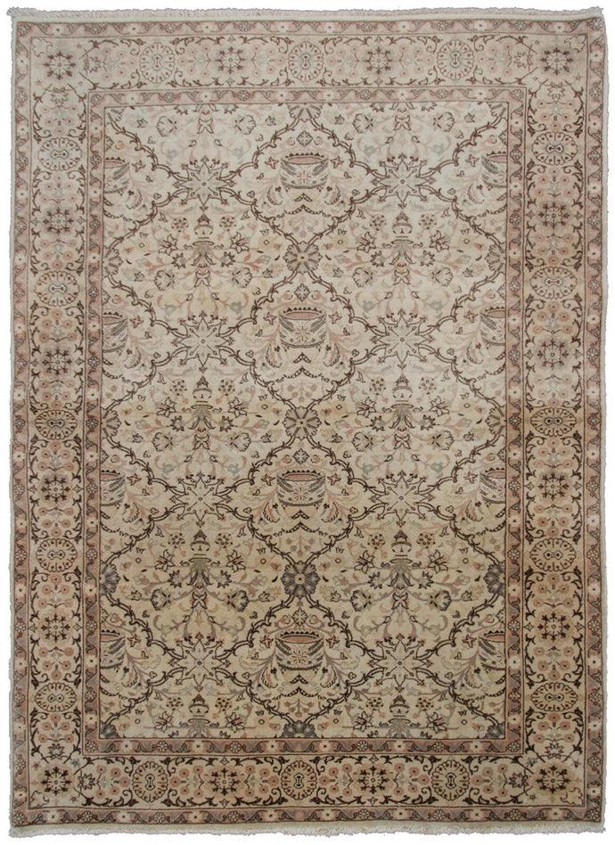 4'x6' Rare Traditional Oriental Rug Vase Handmade Area Rug Fine Rug Ivory 