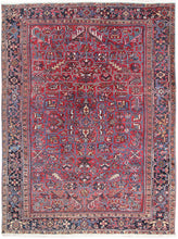 Load image into Gallery viewer, Antique Herriz Serrapi Rug Geometric 9X12 Handmade Light Red 257cmx354cm c. 1930
