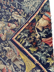Antique French Aubusson Tapestry Rare Wool & Silk  Renaissance c.1890 132x155cm