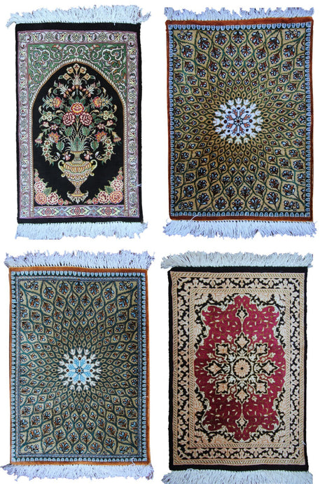Group of 4 Ghhomm Fine Pure 100% Silk Rugs Tapestries  1x2  2x2