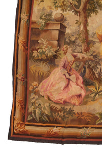 6x7 Antique French Tapestry Large Oversized Tapestry 1920 Wool & Silk 178x203cm