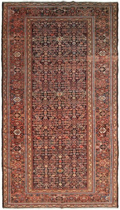 5x10 Rare Antique Rug Fine Rug Geometric Traditional Oriental Rug Navy Blue 1900