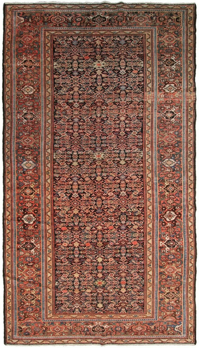 5x10 Rare Antique Rug Fine Rug Geometric Traditional Oriental Rug Navy Blue 1900