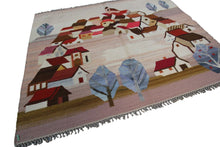 Load image into Gallery viewer, Vintage Tapestry Peru Kilim Flatwoven Rug 145x 191cm Handmade Tapestry Beige 4x5
