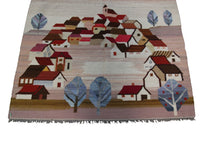 Load image into Gallery viewer, 4x5 Vintage Tapestry Peru Kilim Flatwoven Rug 145x 191cm Tapestry Beige 
