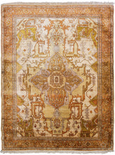 Load image into Gallery viewer, Rare Antique Silk Seraapi Rug Fine Ivory 4x5 4x6 Herriz Rug 100% Silk Tapestry

