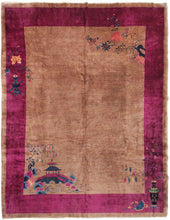 Load image into Gallery viewer,  9x12 Antique Art Deco Rug Chinese Rug Beige Walter Nichols Rug Purple 277x348cm
