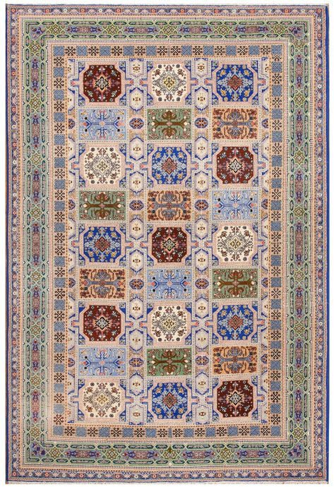 7x10 Rare Vintage Moroccan Rug Vintage Handmade Area Rug Villa Blue 199cmx305cm