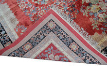 Load image into Gallery viewer,  8x11 Rare Vintage Art Deco Rug Silk Chinese Rug Art Nouveau Handmade Rug Pink
