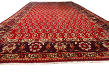 Load image into Gallery viewer, ANTIQUE TURKISH OUSHAK RUG KARABAGH PAISLEY DESIGN   RED 5&#39; x 8&#39;   CIRCA 1920
