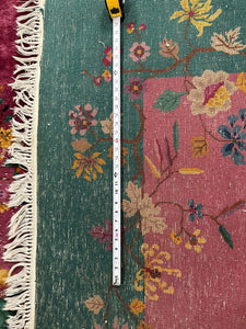  9x12 Antique Art Deco Rug Chinese Nichols Rug Purple Natural Wear 259x353cm