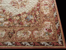 Load image into Gallery viewer, 10X14 Vintage French Savonnerie Rug Wool Pile Aubusson Beige 305cmx427cm
