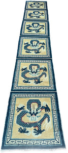 2x13 1900 Antique Chinese Ninghshia Peking Rare Dragon Rug Tapestry 64cm x 391cm