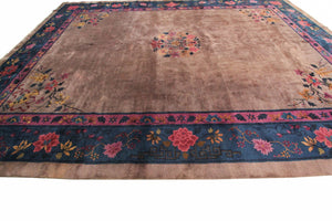 9x12 Antique Art Deco Rug Walter Nichols Rug Chinese Beige Purple Mandarin 