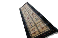 Load image into Gallery viewer, 3x10 Gorgeous Art Deco Runner Boho Runner Quality Handmade Area Rug Ivory Runner
