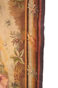 6x7 Antique French Tapestry Large Oversized Tapestry 1920 Wool & Silk 178x203cm