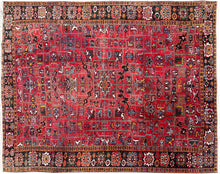 Load image into Gallery viewer, Antique Herriz Serrapi Rug Geometric 9x11 Handmade Red Rug  265cmx336cm C. 1940
