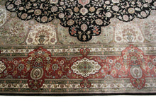 Load image into Gallery viewer,  9x12 100% Natural Silk Rare Exceptional Tabrizz Handmade Fine Area Rug Black
