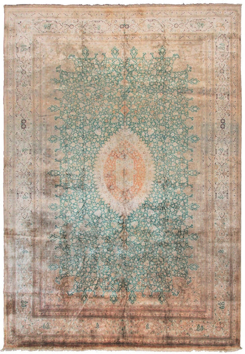 10x13 Signed Rare Fine Silk Handmade Rug Handmade Area Rug Quality Green 10x14