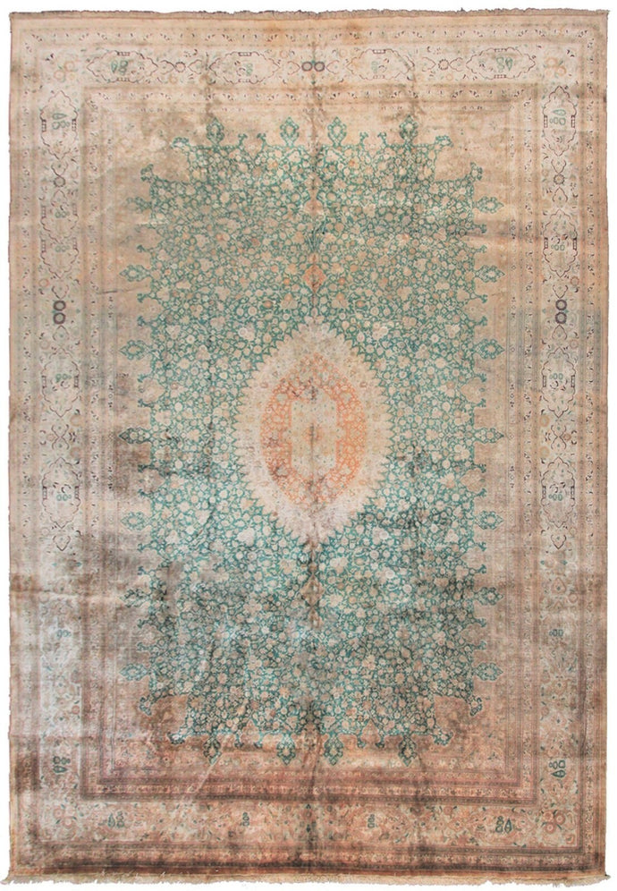 10x13 Signed Rare Fine Silk Handmade Rug Handmade Area Rug Quality Green 10x14