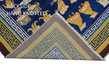 Load image into Gallery viewer, Antique Chinese Art Deco Rug Ninghshia Rug Guardian Lions Peking Blue 8X9 C.1900
