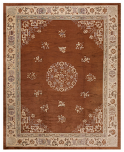 Load image into Gallery viewer, 9x12 Antique Peking Chinese Art Deco Brown Rug Fish Handmade Ninghshia  C.1890
