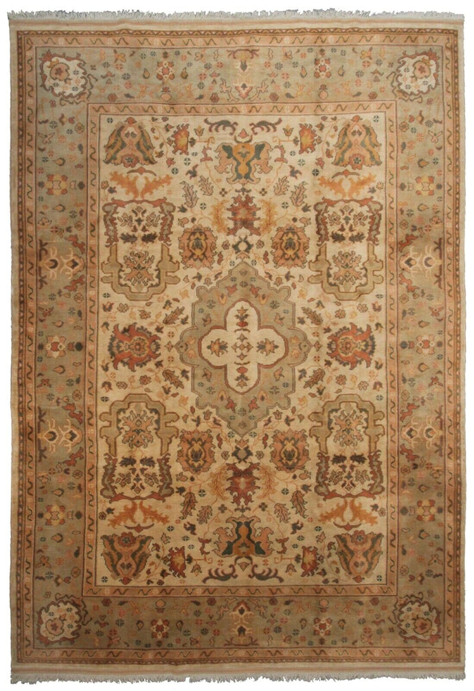 9x12 Vintage Authentic Turkish Oushak Rug Rare Arts & Crafts Beige 269cmx350cm 