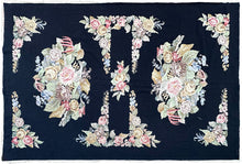 Load image into Gallery viewer, 6x9 Antique French Needlepoint Tapestry Victorian  Rug  Blue 181cmx265cm c.1930
