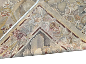 9x9 Vintage French Aubusson Tapestry Rug Art Nouveau Bold  Square 256cm x 285cm