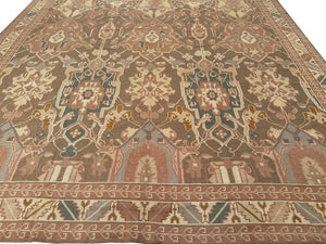  11x13 Vintage French Art Deco Rug Flat Woven Art Nouveau Rug 346cm x 401cm