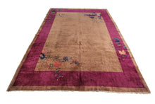 Load image into Gallery viewer,  9x12 Antique Art Deco Rug Chinese Rug Beige Walter Nichols Rug Purple 277x348cm
